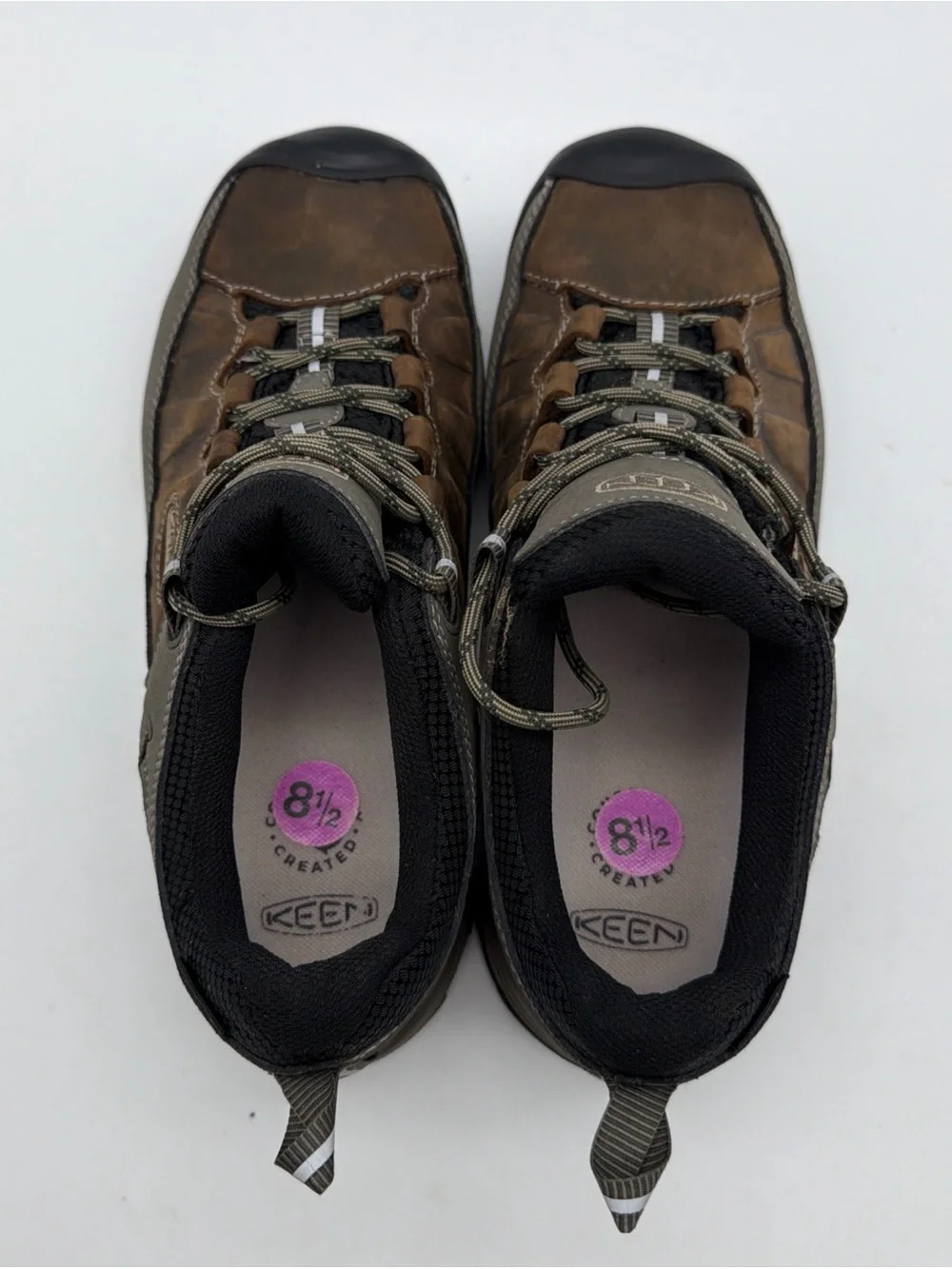 Keen Mens 8.5 Wide Targhee III Waterproof Hiking Shoes Bungee Cord Black Brown